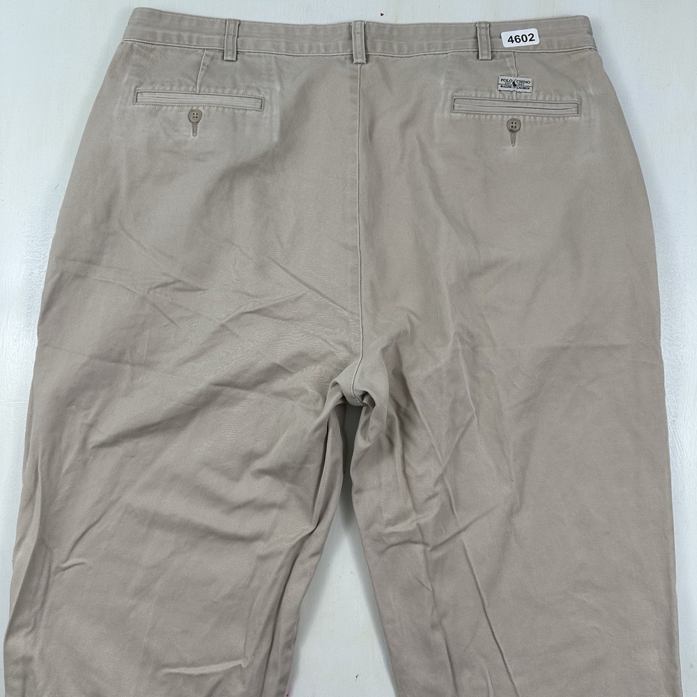 VTG Polo Ralph Lauren Men Hammond Pants actual 38x29 Pleated Beige Khaki‎ Loose